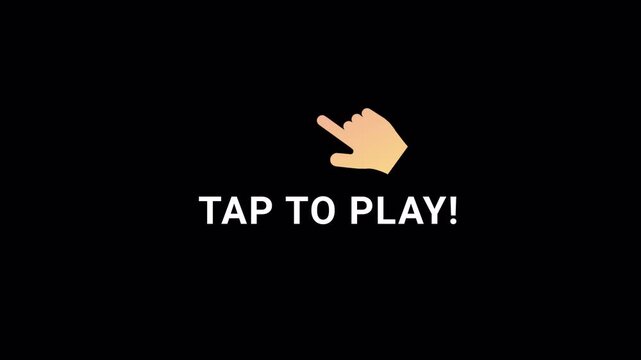 Tap to play with mouse cursor icon sign animation on transparent background, tap to play button with hand mouse cursor animated with alpha channel.
