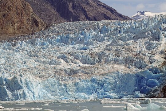 Huge front of a glacier calving into the sea, Tracy Arm Fiord, Tongass National Forest, Juneau, Inside Passage, Alaska, USA