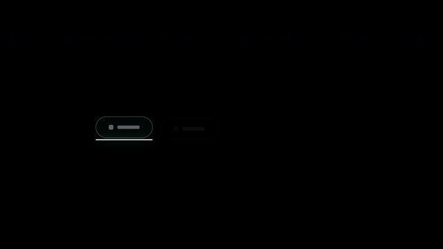 Dynamic horizontal tab navigation menu with glowing selection indicator isolated on black