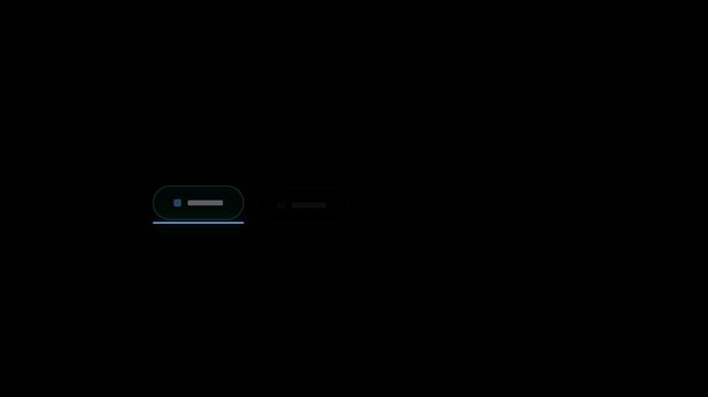 Dynamic horizontal tab navigation menu with glowing selection indicator isolated on black