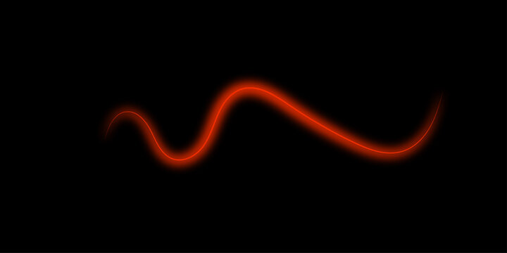 Abstract glowing orange neon wave line on black background luminous energy curve modern minimalist vector design for technology branding website banner digital art wallpaper presentation futuristic.