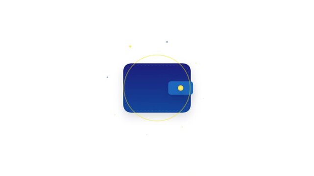 Blue wallet icon animation with minimalist design and clean flat vector style