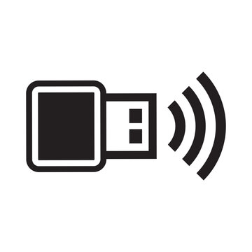 Wireless USB adapter and dongle icon representing network connection and data transfer