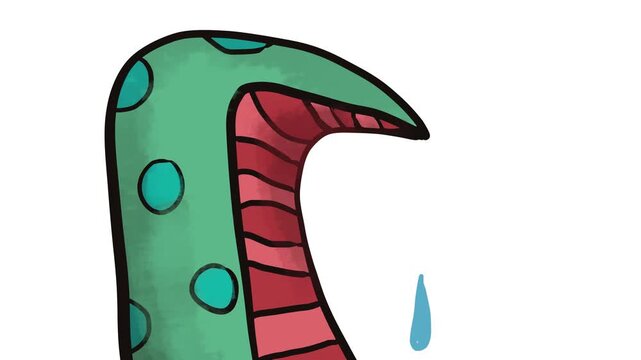 Water drips from the snake's tail or tentacle.