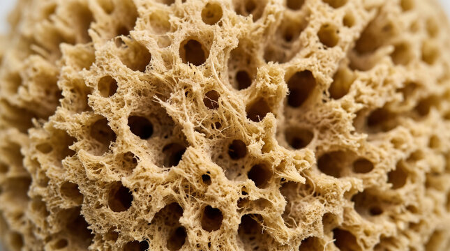 Sea sponge texture close-up with pores and intricate patterns  