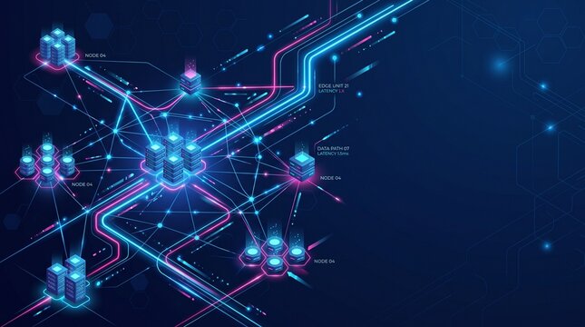 Abstract High Tech Edge Computing Decentralized Node Data Network Background