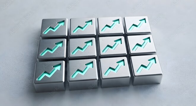 Stack of upward trending dices