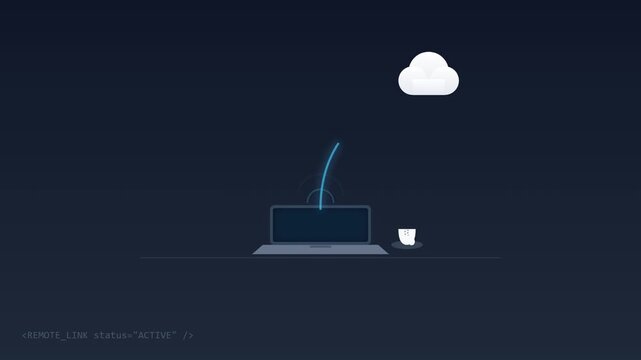 Minimalist Laptop Illustration Connecting to Cloud Computing Network
