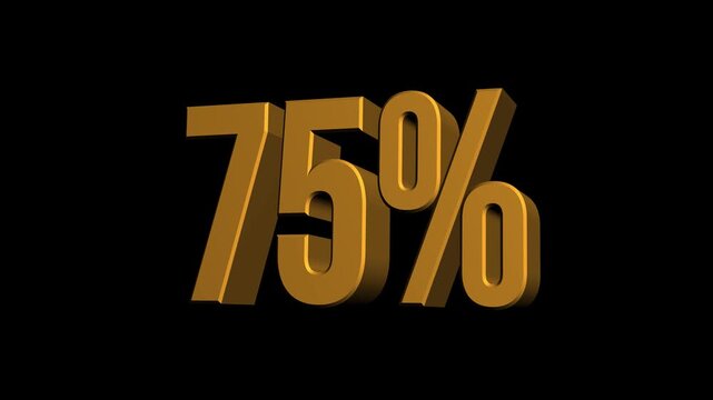 75% discount symbol in gold