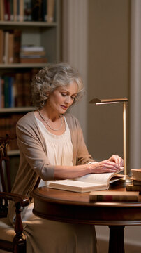 Mature Reader Adjusting a Comfortable Task Light