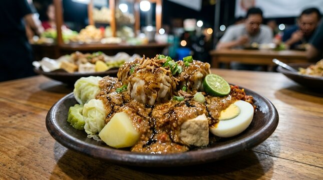 Authentic Siomay Bandung with Peanut Sauce - Indonesian Street Food Photography