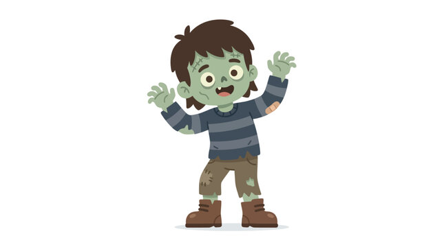 Cute Cartoon Zombie Boy Character Illustration