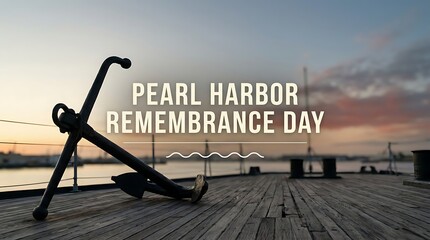 Obraz premium Pearl harbor remembrance day message on ship deck with anchor