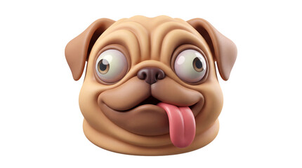 Naklejka premium Funny Pug Avatar 3D Character Illustration with a Silly Tongue Expression