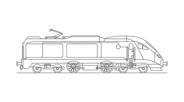modern electric train locomotive outline vector graphic design