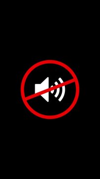 Mute symbol sign on black background, digital media interface for sound control silent volume audio