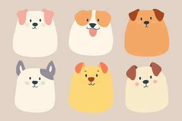 Fototapeta premium Cute dog sticky notes illustration set