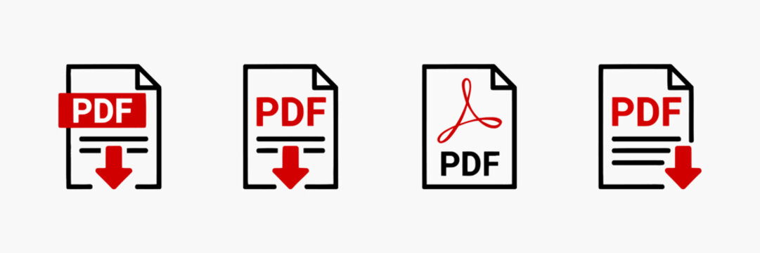 PDF file download document vector icon set