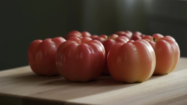 Fresh Rose Apple Fruits on Wooden Table