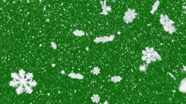 Falling Snowflakes Drifting Against Green Screen | Cinematic Winter Overlay