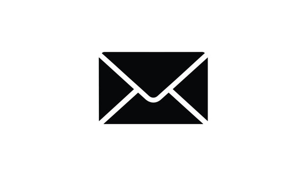 Black mail envelope icon representing incoming message, email, physical paper mail, and business correspondence.