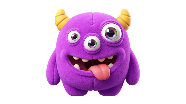 Funny Purple Three Eyed Monster Avatar With A Silly Tongue Expression