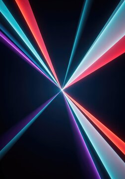 A dynamic, abstract composition featuring sharp geometric light beams converging, symbolizing focus, truth, and absolute visual clarity, direction, understanding, future