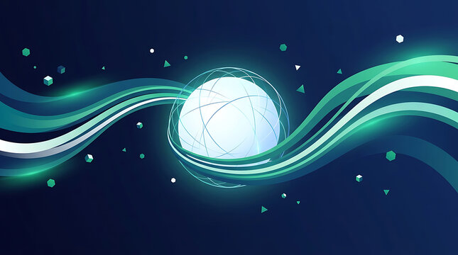 Global Network Sphere with Flowing Green Energy Waves