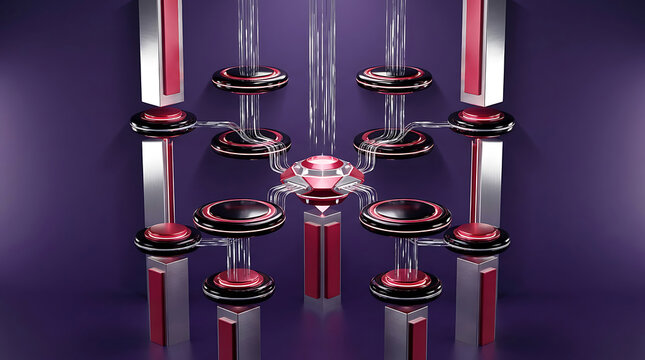 Futuristic Tech Podium Stage with Glowing Cyber Network