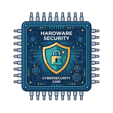 Secure Cyber Security Hardware Chip Illustration - Protecting Digital Systems