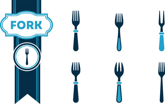 Fork cutlery icon set featuring dinner fork table fork kitchen utensil restaurant dining food service meal catering and silverware symbols for websites mobile apps ui kits infographics web web
