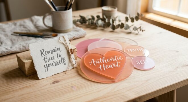 Acrylic Heart Affirmations for an Authentic and True Self