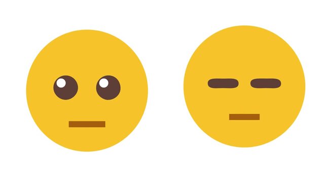 Yellow emoji faces with skeptical and neutral expressions as flat vector icons