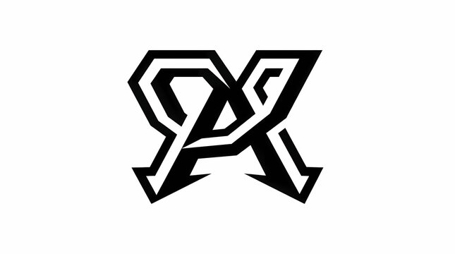 Alpha logo with stylized interlocking geometric lines in black