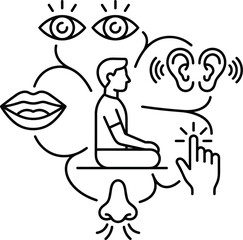 Obraz premium Human senses and perception concept illustration meditation mindfulness