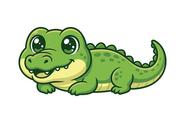 Naklejka premium Cute Baby Crocodile Cartoon Vector Illustration