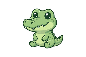 Obraz premium Cute Baby Crocodile Cartoon Vector Illustration