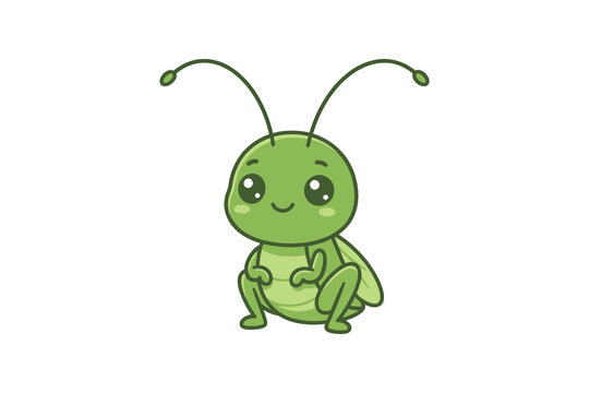 Cute Green Grasshopper Vector Illustration