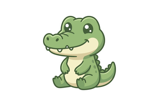 Cute Baby Crocodile Vector Illustration