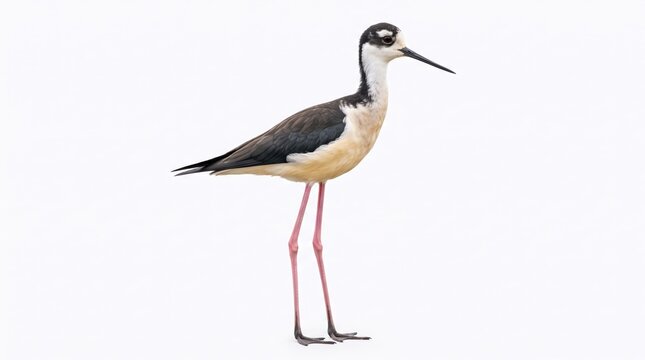 Black necked stilt bird standing on thin legs