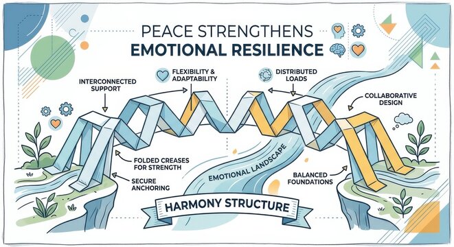 Diagram illustrating how peace strengthens emotional resilience and harmony