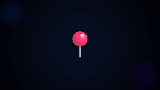 Map pin icon animation appearing and disappearing on a dark background with subtle lighting effects for digital navigation design and location concepts