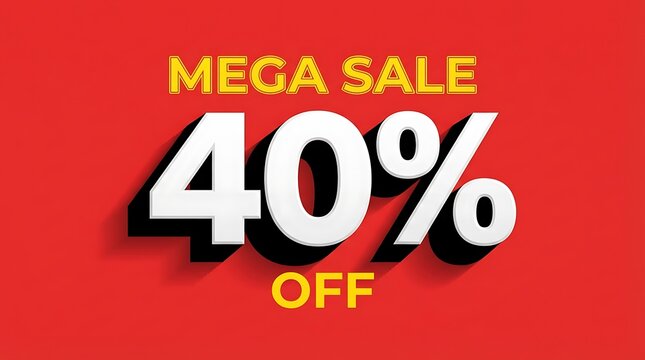 Mega sale 40 percent off discount banner