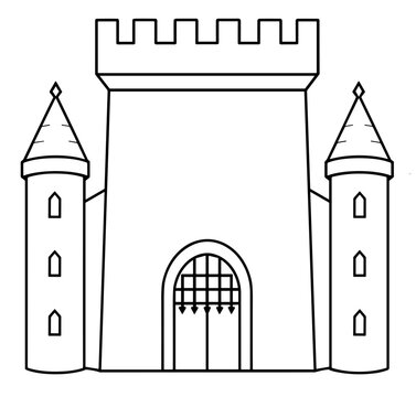 Medieval Castle Keep Sticker Line Art Vector