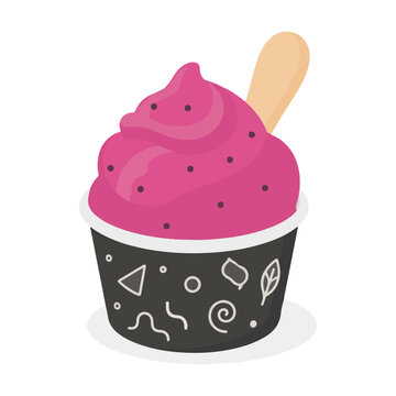 Strawberry ice cream in a cup doodle