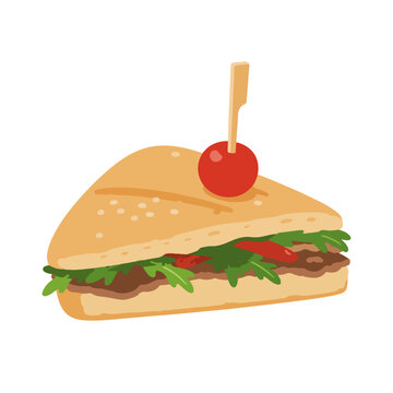 Triangular Panini Sandwich with Skewered Tomatoes