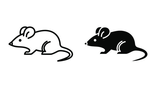 Small mouse animal icon in clean outline and solid black vector illustration