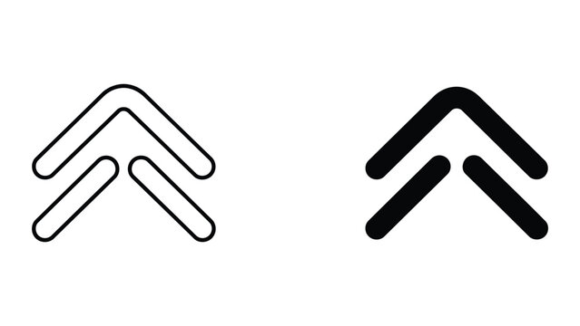 Double up arrow symbol for navigation icon isolated on transparent background