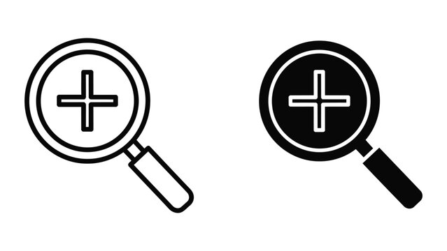Magnifying glass zoom in search symbol vector icon isolated on white background