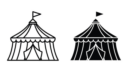 Circus tent amusement icon design in outline and solid vector illustration set © Druvo